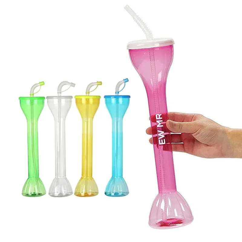 Plastic Long Neck Cup 16oz/24oz/32oz 600ml 1000ml 1L Yard Cups Plastic Slush Party Yard Cup Plastic Yard Cups with Straw – Slush Party Yard Cup and Long Neck Cup price