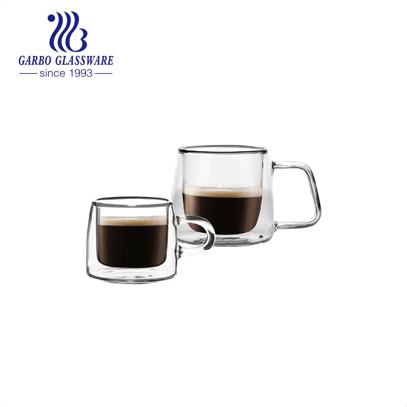 Transparent Mugs Borosilicate Double Wall Glass Cup Home Office Glassware with Handle – Double Wall Mugs and Transparent Glass Mugs price