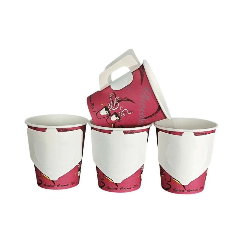 Wholesale 7oz Disposable Take Away Hot Drink Coffee Paper Cup with Handle – Coffee Mugs with Plastic Lids and Custom Logo Printed Mugs price