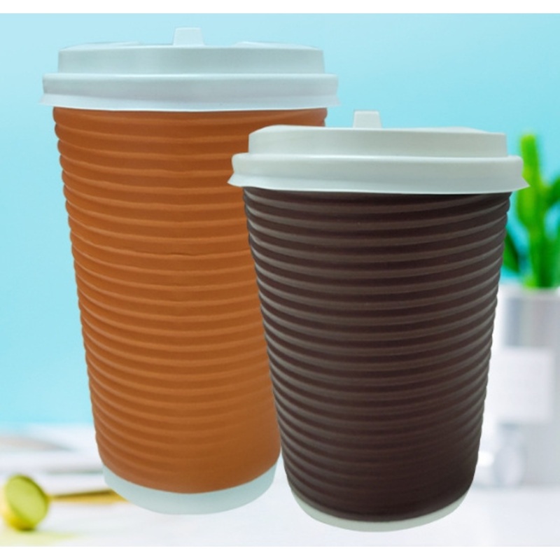 100 Pack Vasos De Papel 8 12 16 Oz Ribbed Triple Ripple Double Wall Hot Corrugated Paper Disposable Take Away Coffee Paper Cups – Disposable Paper Cup and Coffee Cup price