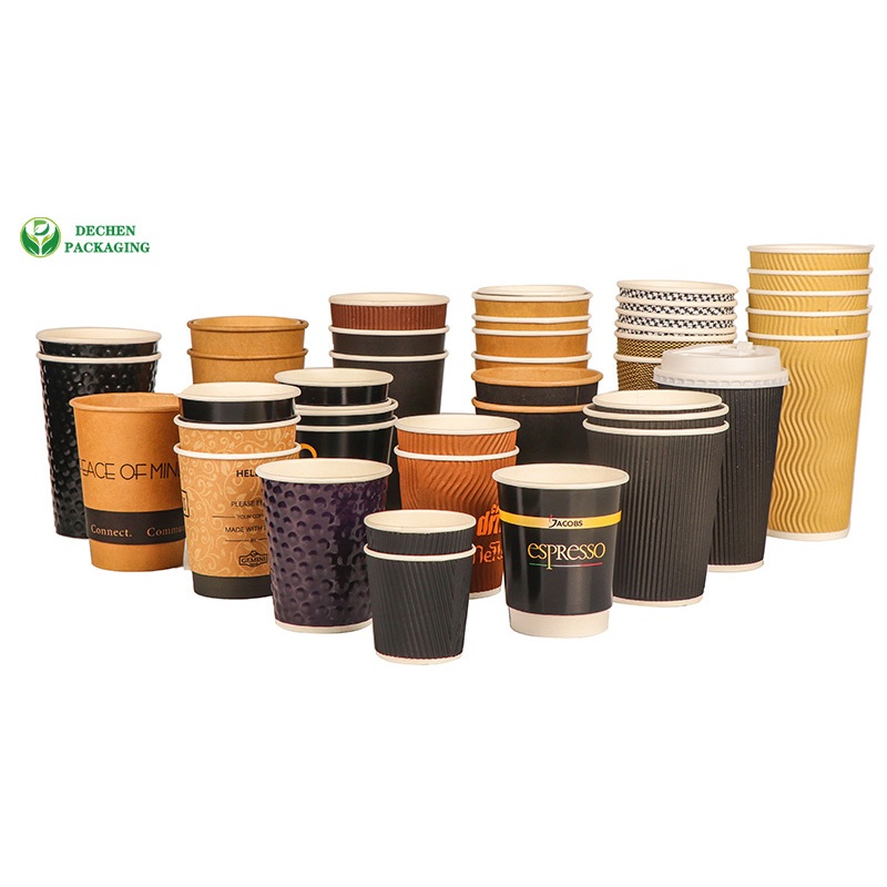16 Oz Cups Logo Cold Ripple Style Paper Cup for Hot Coffee Drink – 100 Disposable Paper Coffee Cups with Lids and 100 Pack 16oz Paper Coffee Cups price
