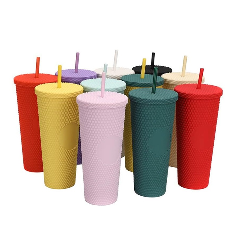 23oz Insulated Double Wall Plastic Tumblers with Straw Lid – Double Wall Tumbler and Stylish Studded Tumbler price