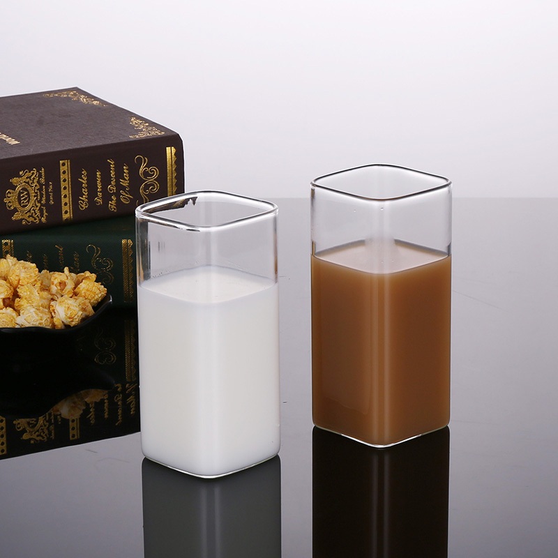 350ml Custom Clear Square Glass Cup Iced Tea Coffee Cup Soda – High Borosilicate Single Layer Cup and Coffee Cup price