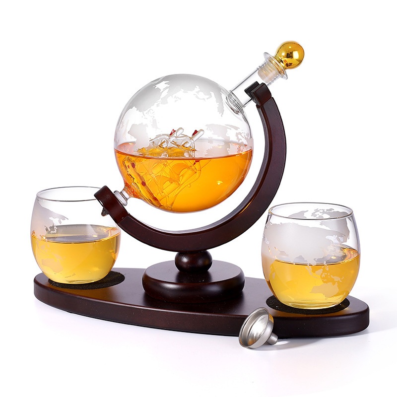850ml Glass Globe Whiskey Decanter Set with Matching Glasses and Bar Funnel for Wine Vodka – Wine Decanter and Wine Glassware price