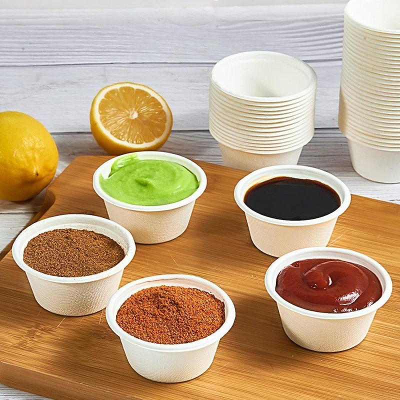 Biodegradable 1 Oz/ 2 Oz/ 3 Oz/ 4 Oz Sugarcane Bagasse Disposable Sauce Cup with Lid – Sauce Cup and Sauce Cup with Lid price