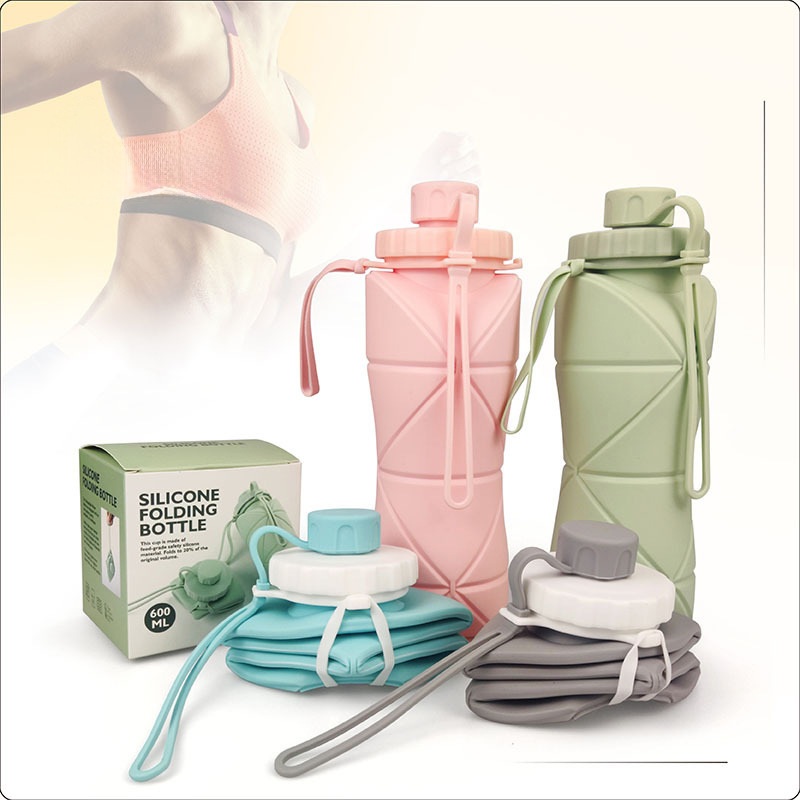 Custom Color 600ml High Capacity Eco-Friendly Unbreakable Silicone Travel Water Bottle – Sport Water Bottle and Drinking Bottle price