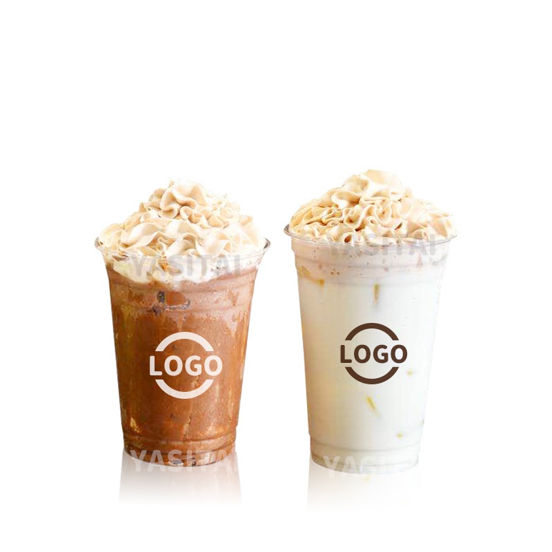 Disposable Custom Logo Printed Boba Bubble Tea Dessert Smoothie Plastic Cup with Lids – Plastic Cups for Juice and Plastic Cups for Beer price