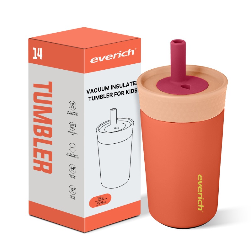 Factory Price Simple Vacuum 18/8 Stainless Steel Coffee Mug 14oz Kids Tumbler – Kid Drink Bottle and 14oz Kids Tumbler price