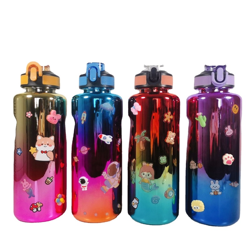 Giant Water Bottle 1000ml Electroplate Gradient Gym Time Marker Motivationa Water Bottle with Straw – Giant Water Bottle and 1000ml Electroplate Gradient Water Cup price