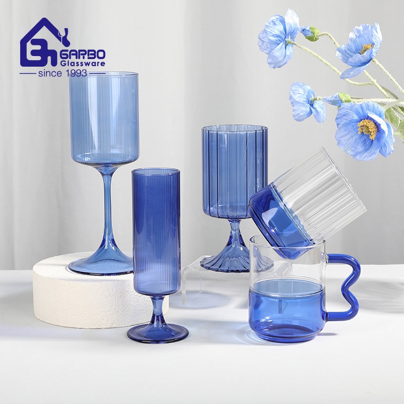 High Borosilicate Hot Drink Coffee Single Wall Glass Tea Cup with Handle Heat Resistant Glass Cups in Solid Blue Color – Single Wall Glass Tea Cup and Borosilicate Glass Tea Cup price