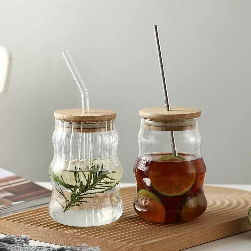 Hot Sale Borosilicate Reusable Glass Cup Custom Clear Juice Drinking Cup Coffee Tumbler Cups with Bamboo Lid – Glass Cup and Drinking Cup price