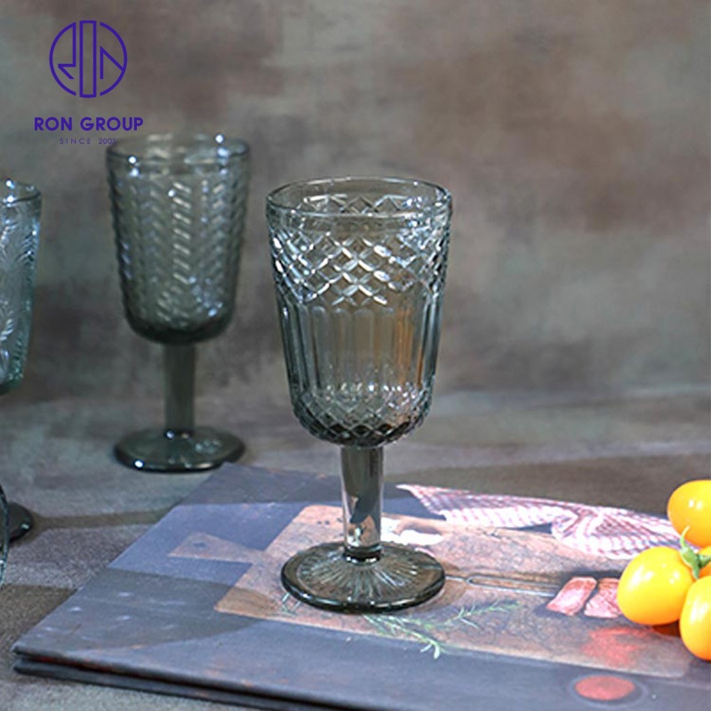 Hot Selling Clearance Price Multi Functional Glass Grey Retro Embossed Goblets – Glass Cup and Glassware price