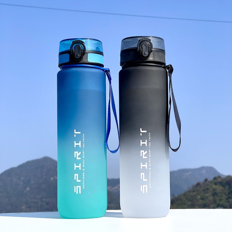 Large 1000ml Eco-Friendly Gymfrosted Gradient PC Material Time Marker Portable Outdoor Lid Fitness Sports Water Bottle – Water Bottle and Plastic Bottle price