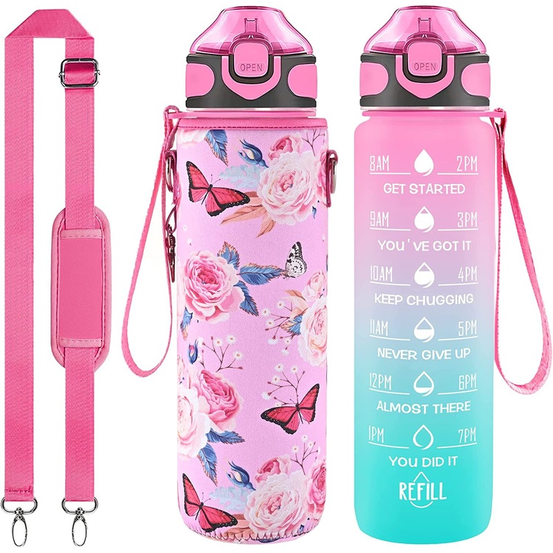 Top Seller 1L Tritan Water Bottle with Time Marker Gym Motivational Large Plastic Water Bottle with Sleeve – Tritan Water Bottle and Water Bottle price