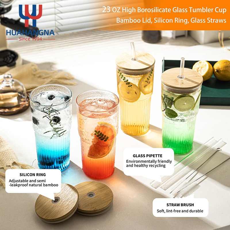 Wholesale 680ml Clear Tall Cylinder Geat Resistant Drinking Juice Glass Cup with Glass Straw – Glass Cups and Glass Cup price