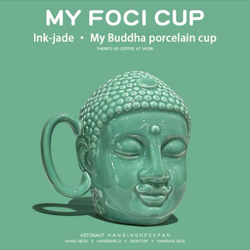 3D Embossed Buddha Handmade Ceramic Coffee Mug Water Painted Creative Nostalgic Stoneware Cup with Handle – Ceramic Mug and Mugs Ceramic price