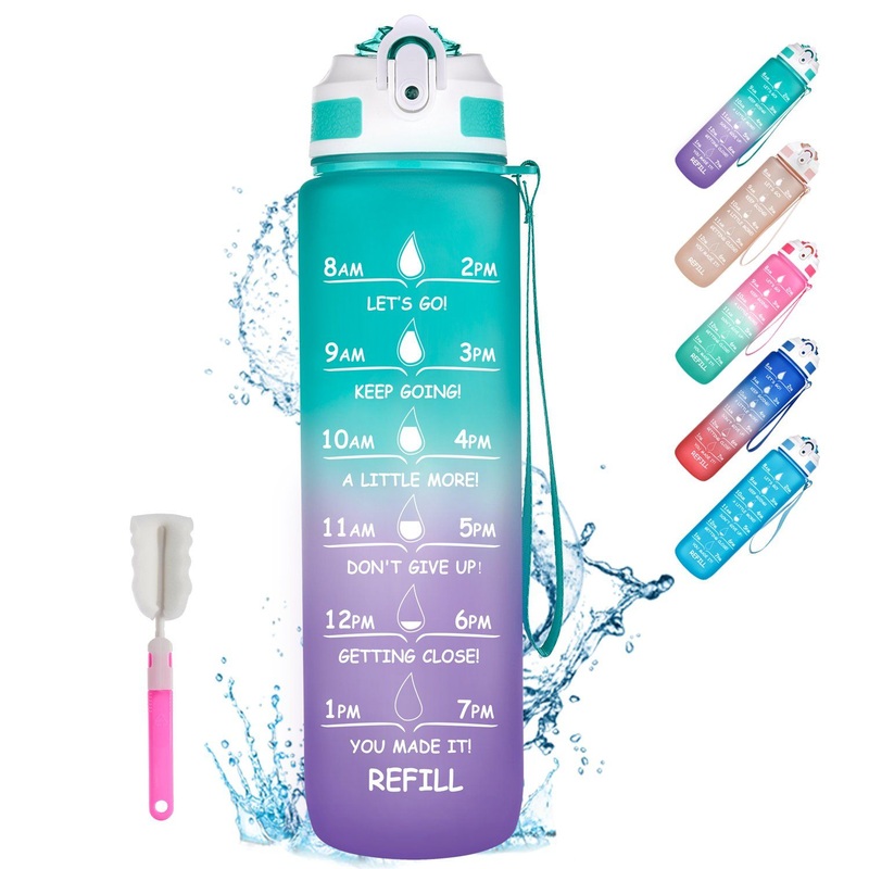 BPA Free 32 Oz 1000ml Plastic Sports Bottle Leak Proof 1 Liter Motivational Water Bottle with Time Marker – BPA Free Water Bottle and Outdoor Cute Water Bottle price