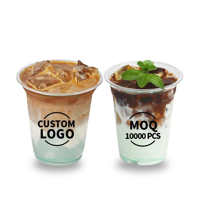 Cold Beverage Takeaway Iced Coffee Latte Juice Smoothie Glass 16 Ounce 12oz Disposable Plastic Smoothie Cups with Lids Custom Printed Tea Cups – Pet Clear Cup and Coffee Cup price