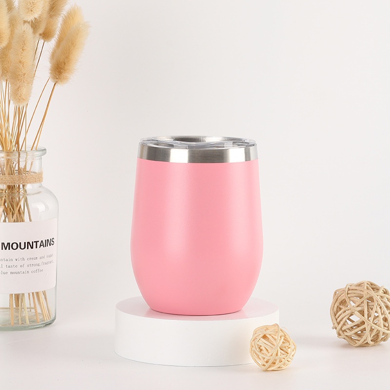 Custom Logo 350ml 12oz Egg Tumbler Shape Wine Double Wall Vacuum Insulated Cup with Lid Stainless Steel Red Wine Tumbler Mugs – Wine Double Wall Mug and Egg Tumbler price