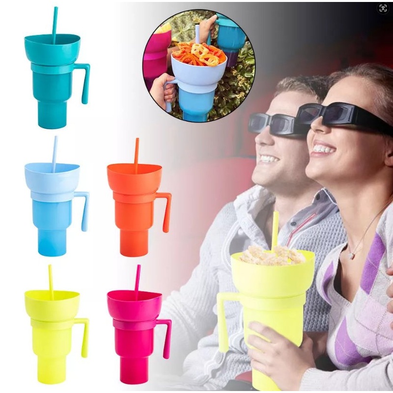 Ds-2720 Snack Tumbler Bowl, 2 in 1 Snack and Drink Cup with Straw, Reusable Stadium Tumbler for Popcorns and Drinks, Leakproof Snack Tumbler for Adults Kids – Owala Water Tumbler Freesip Bottle and 2024 New Design Owala Bottle price