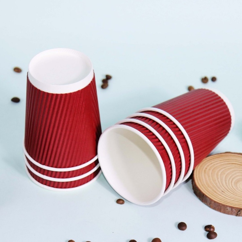 Paper Coffee Cups Yellow Design Custom Cup Disposable Ripple Wall Paper Cups Mug for Hot Drinks – 12oz Corrugated Paper Cup and 12oz Ripple Wall Paper Cup price