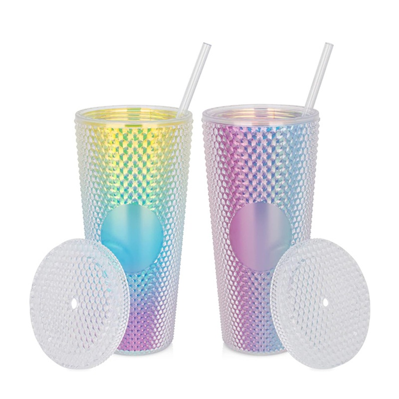 Stock Processing Batch Blank Double Wall Plastic Grid Colorful Glitter Matte Tumbler Cups in Bulk Studded Tumbler with Lid Straw – Studded Tumbler and Plastic Tumbler price