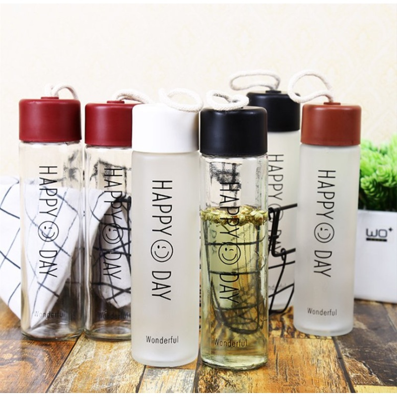 350ml Promotional Portable Yoga Mug Frosted Glass Water Bottle with String Logo – Glass Bottle and Bottle price