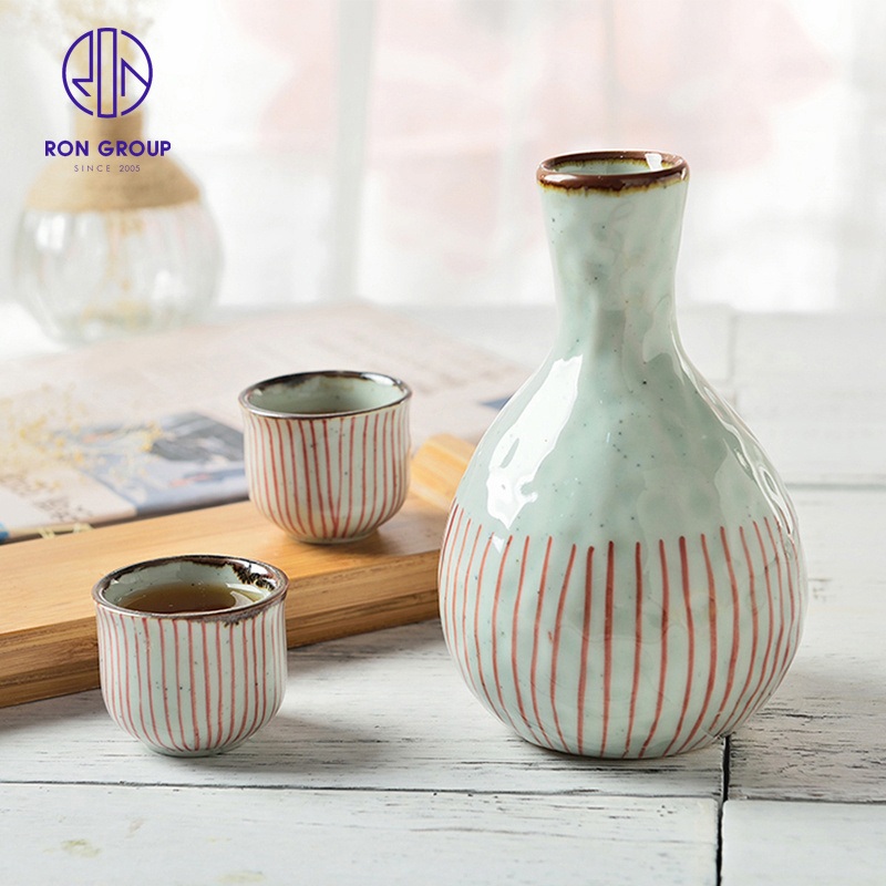 High Quality Modern Style Red Vertical Stripes Ceramic Tea Cup Water Mug for Hotel Restaurant – Tea Cup and Mug price