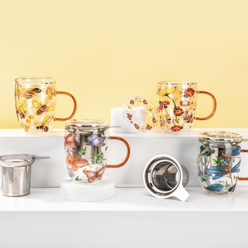 Insect Series Glass Coffee Tea Cup & Saucer Glass Mug with Filter – Mug and Glass Mug price