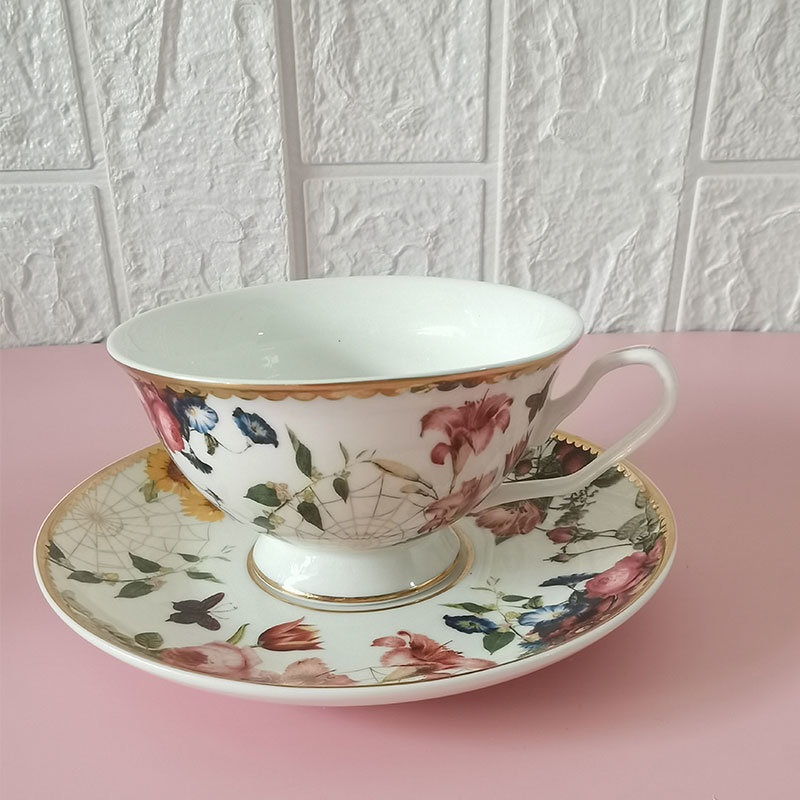 Manufacturer Wholesale Top Quality Royal Style New Bone China Personalized Secret Garden Ceramic 250ml Coffee Cup and Saucer Set – Dinner Set and Tea Set price