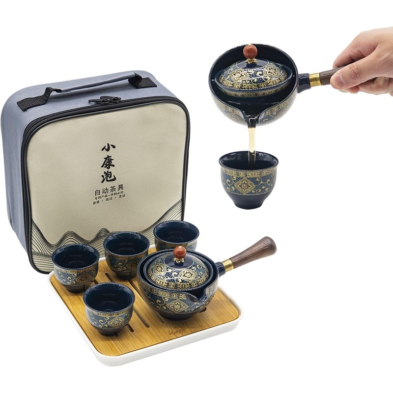 Porcelain Chinese Gongfu Tea Set Portable Teapot Set with 360 Rotation Tea Maker and Infuser Portable All in One Gift Bag for Travel Gifting Outdoor – Tea Set and Tea Cup price