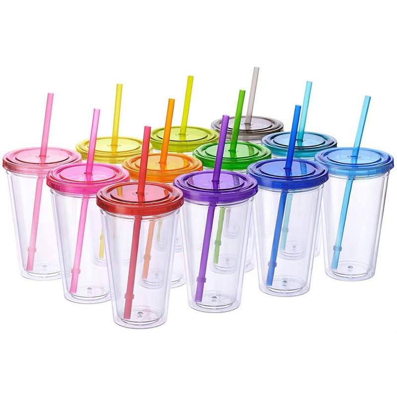 Sublimation Custom Camp Travel Drinking Water Tumbler Transparent PS Plastic Clear Coffee Mug with Cover Lid Straw – Glassware and Coffee Cup price