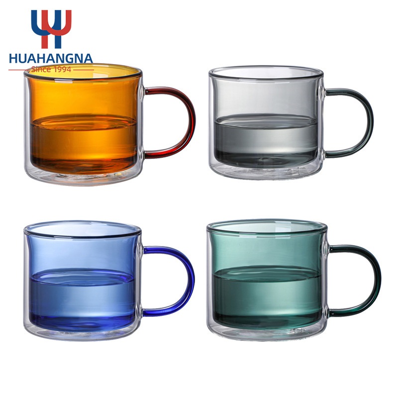 Wholesale 200ml Round High Borosilicate Double Wall Glass Coffee Cup with Handle – Glassware and Glass Cups price