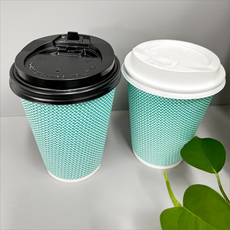 Disposable Custom Logo 12 Oz Ripple Wall Paper Coffee Cup Hot Paper Cup with Lid – Disposable Paper Cups and Hot Cold Beverage Cups price