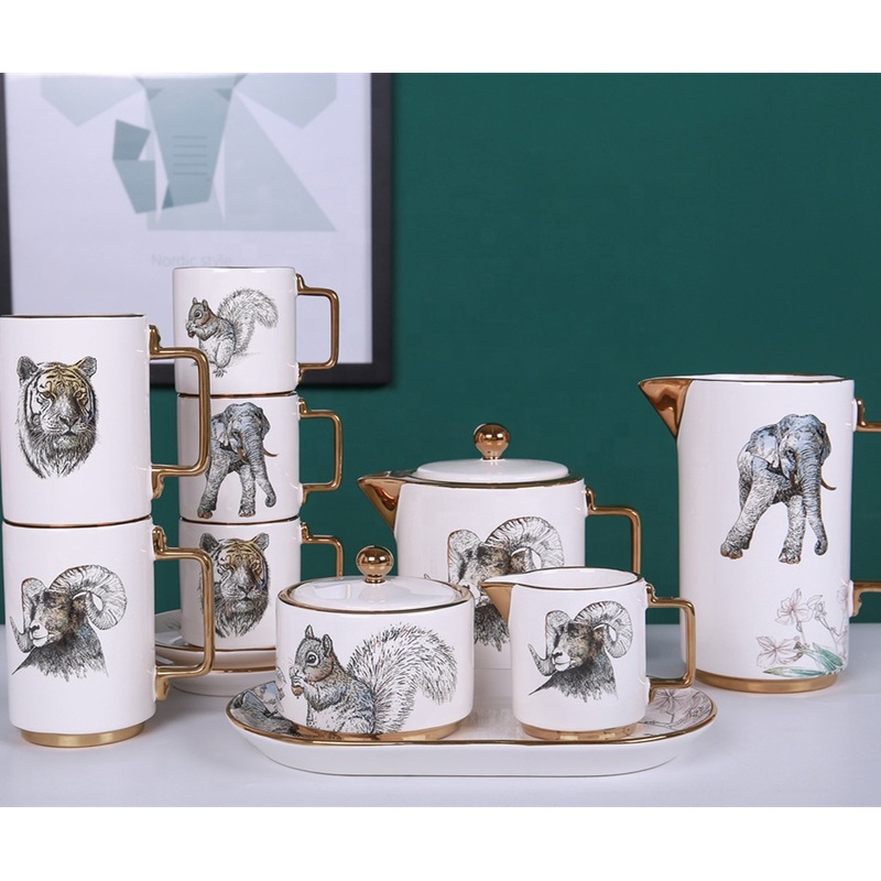 Drinkware Set Animal Pattern Decal Coffee Ceramic Tea Cup Sets – Tea Cup Sets and Coffee Tea Cup Sets price
