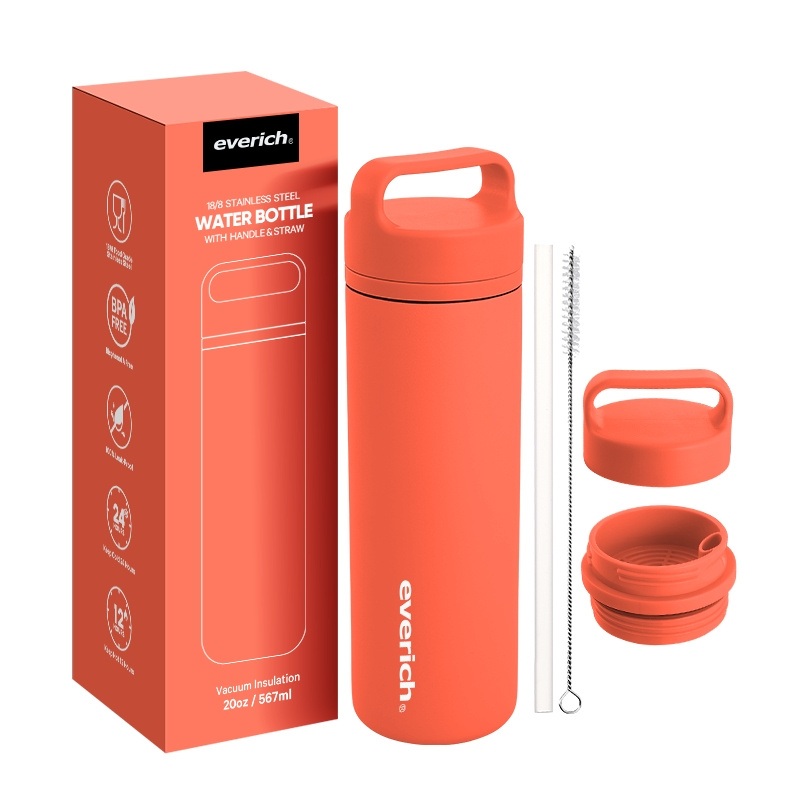 Everich 20oz Steel Insulation Water Bottle with Handle Lid Keep Cold up to 24h – Water Bottle and Bottle Water price