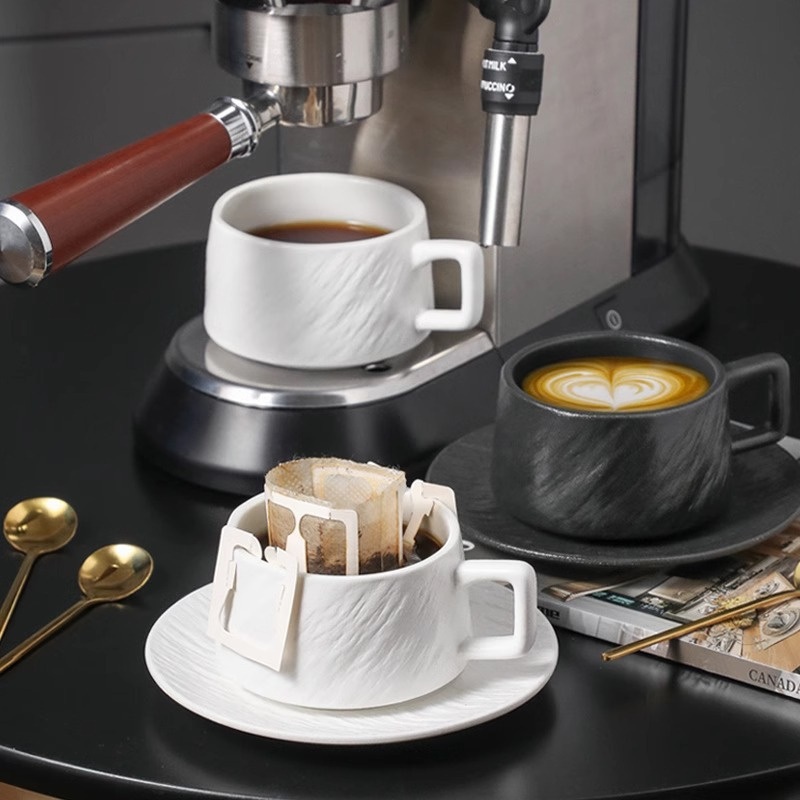 Modern American Style Ceramic Coffee Cup Saucer Rock Pattern Design for Home Breakfast Afternoon Tea Party Hanging Ear Coffee – Ceramic Mug and Mugs Ceramic price
