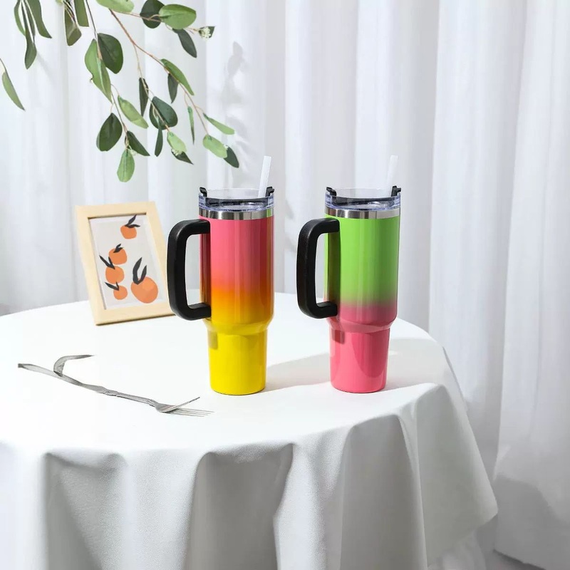 Car Mounted Handle Large Capacity Straw Frosted Feel Car Insulated Cup – Vacuum Flask and Vacuum Cup price