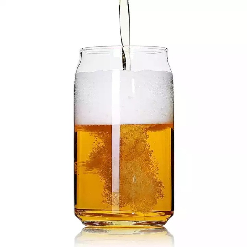 Customized Transparent Glass Beer Cup 16oz with Glass Straw – Glass Cup and Glass Jar price
