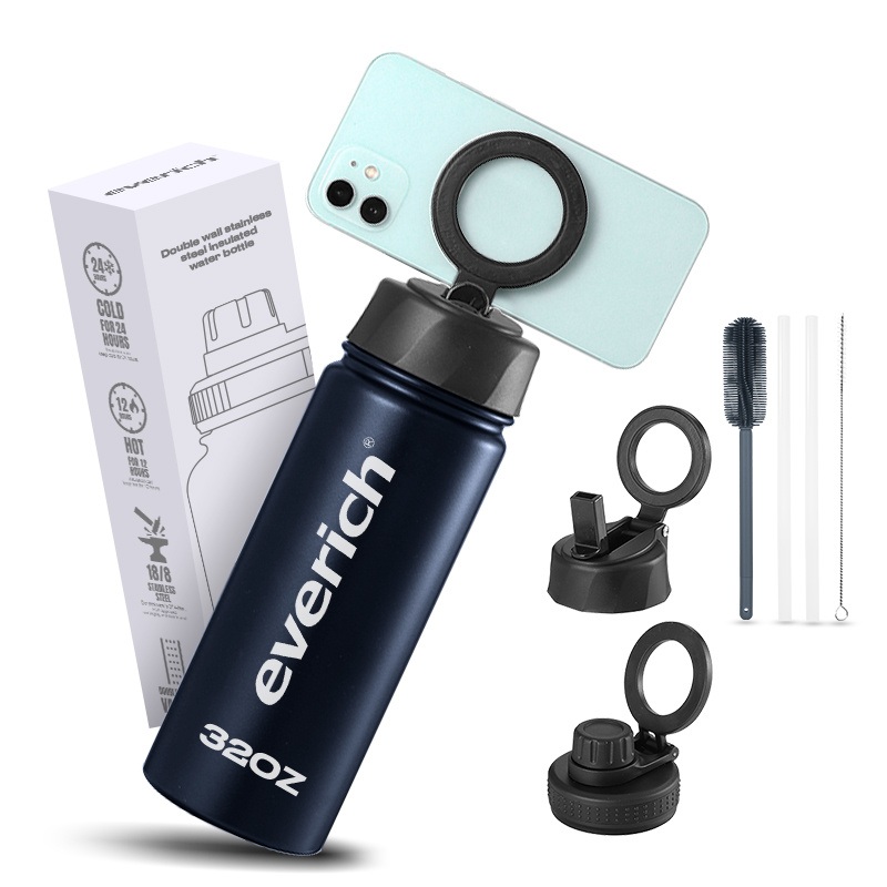 Everich Innovative 304 18/8 Stainless Steel Insulated Water Bottle with Magnetic Straw Lid or Magnetic Spout Lid – Stainless Steel Water Bottle and Water Bottle with Magnetic Lid price