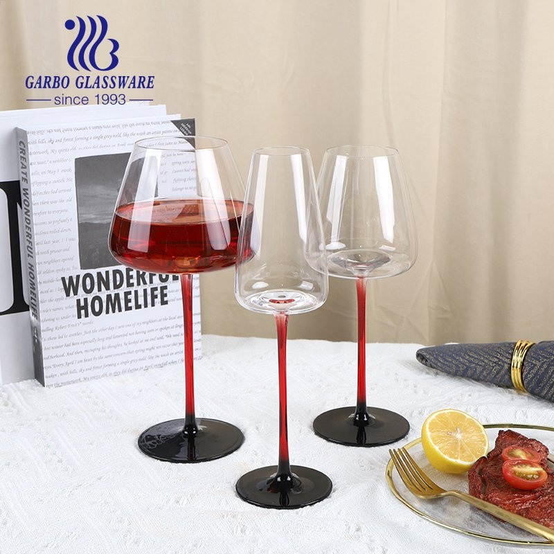 High Quality Goblet with Red Stem Glass Cup for Wine Classice Shape Stemware for Party Wine Glass Goblet – Glass Stem Cup and Glass Cup price
