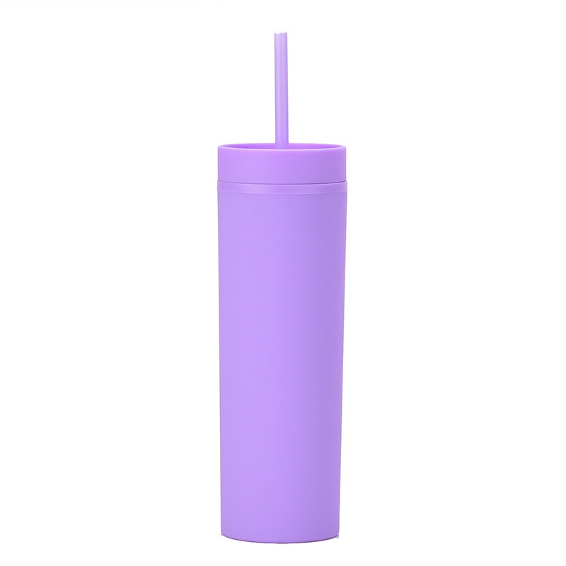 Hot Seller 16oz Reusable Matte Acrylic Tumblers Double Wall Plastic Skinny Tumblers Cup with Lid and Straw – Fashion and Cartoon price
