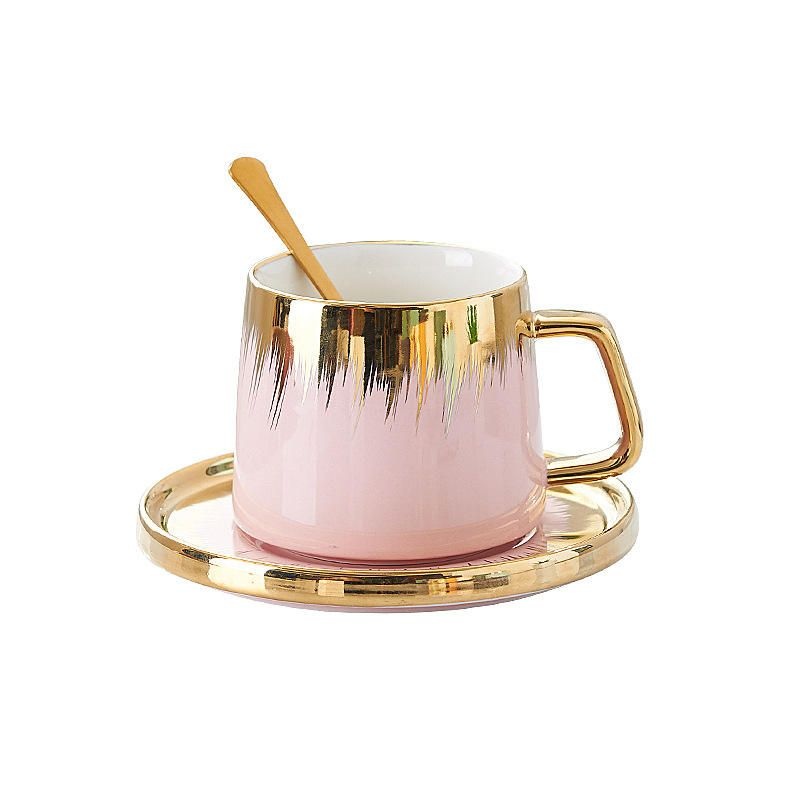 Manufacturers Wholesale European Luxury Ceramic Coffee Cup Saucer Creative Tracing Gold Design Afternoon Tea Cups – Mug and Dinner Set price