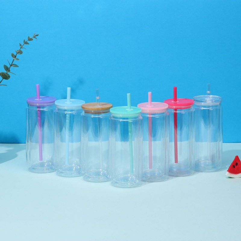 20oz Predrilled Double Walled Unbreakable Plastic Acrylic Snow Globe Can Cup with Color PP Lids Straw and Plug Stopper for DIY – 20oz Double Wall Plastic Cup and 20oz Predrilled Snow Globe Cup price