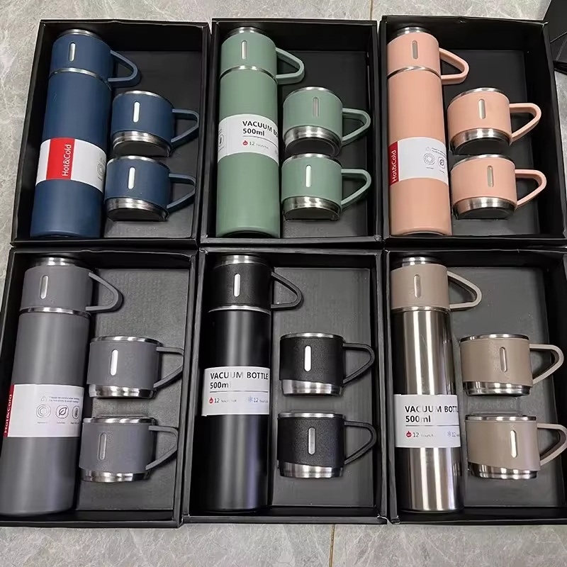 500ml Double-Wall Thermal Mug Gift Tea Cup 304 Stainless Steel Tumbler Water Bottle Portable Vacuum Flask with 2 Extra Cup – Thermal Mug and Business Gift Cup price