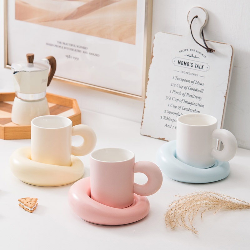 Advanced Sense Milk Fufu Simple Ceramic Mug Set Creative Personality Instagram Office Afternoon Tea Coffee Mug – Ceramic Mug and Mugs Ceramic price