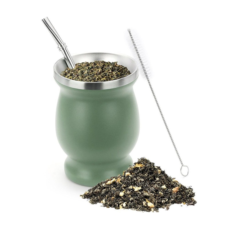 Brazil Mate Cup 4oz 8oz Double Wall Insulated Stainless Steel Yerba Mate Tea Cup with Bombilla Straw Set – Mug Cup and Tumbler Cups price