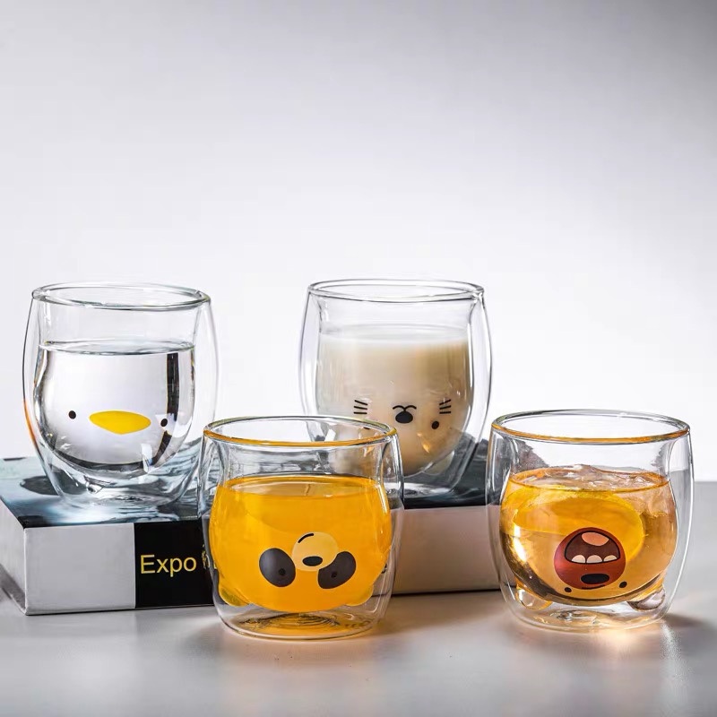 Cartoon Double-Layer Heat-Resistant Coffee Cups Christmas Gifts Home Anti-Scald Glass Teacups – Double Layer Glass Cup and Heat-Resistant Glass Teacups price