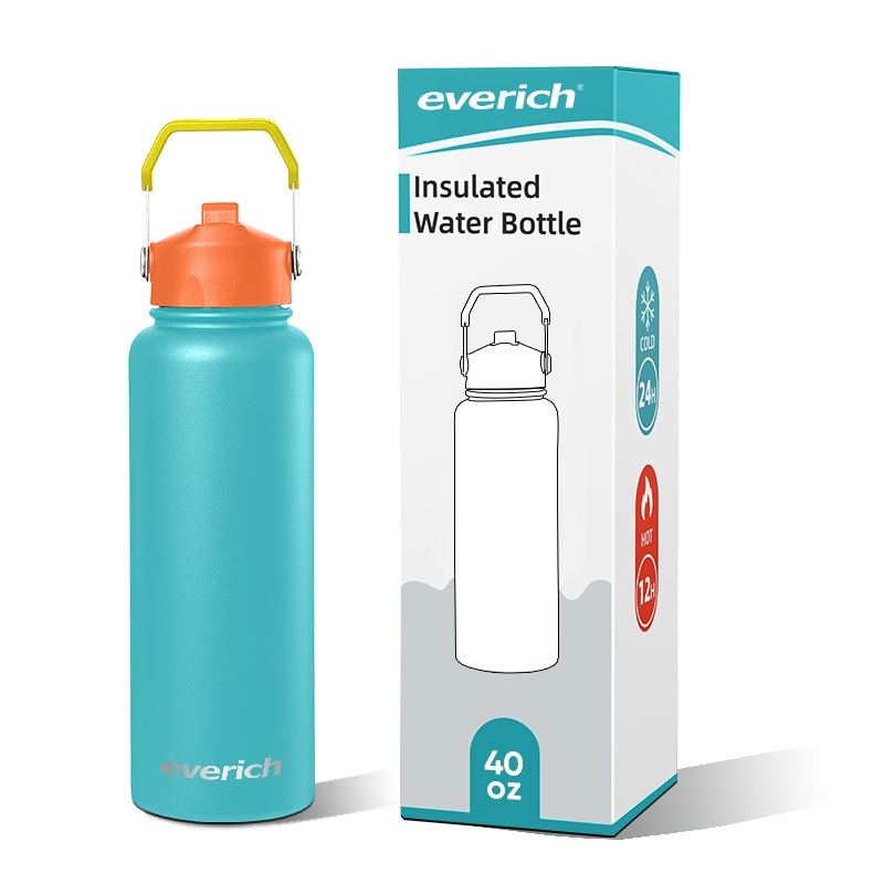 Everich 40 Oz Water Bottle Insulated with Lid and Straw, Double Wall Vacuum Stainless Steel Metal Tumbler Sports Flask – Vacuum Flask and Stainless Steel Bottle price
