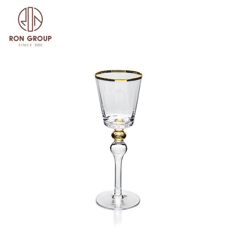 Handmade Recycled Lead Free Crystal Gold Rim Red Wine Champagne Goblet – Champagne Goblet and Wine Champagne Goblet price